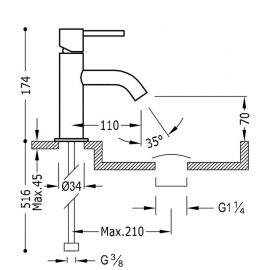 Bateria umywalkowa stojąca Study-Tres